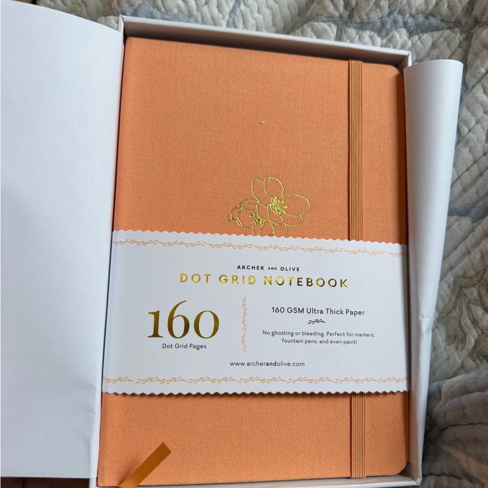 Archer and Olive Peach Hibiscus Dot Grid Notebook